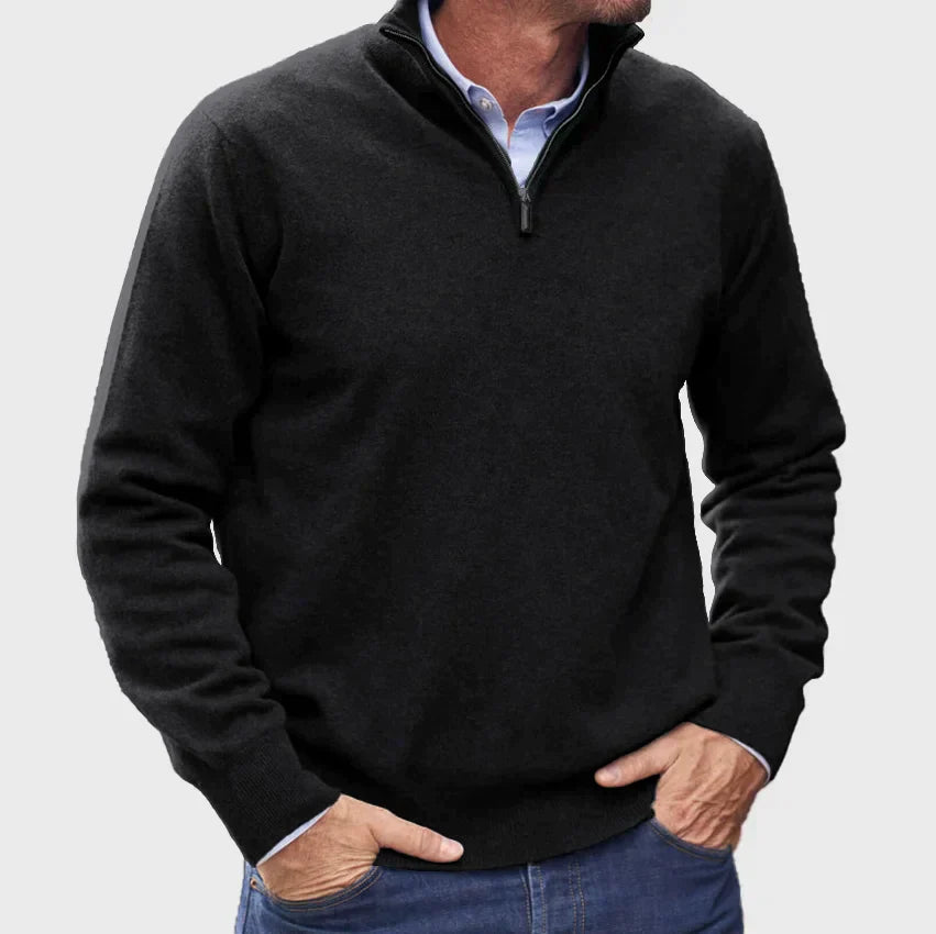 "Pull en cachemire italien avec zip, texture douce, moderne, polyvalent, élégant pour hommes, disponible en plusieurs couleur