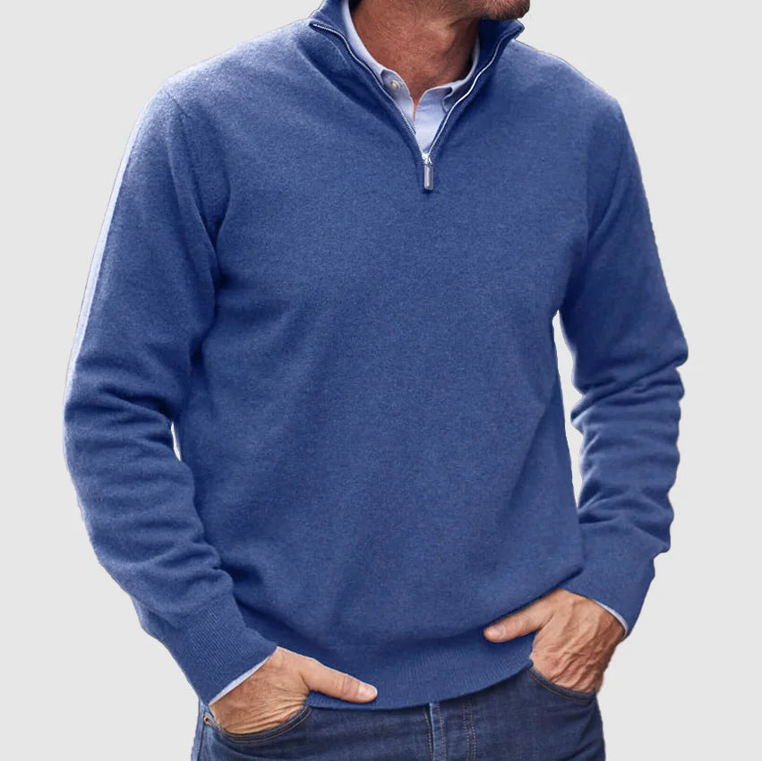 "Pull en cachemire italien avec zip, texture douce, moderne, polyvalent, élégant pour hommes, disponible en plusieurs couleur