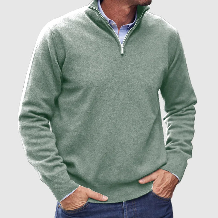 "Pull en cachemire italien avec zip, texture douce, moderne, polyvalent, élégant pour hommes, disponible en plusieurs couleur