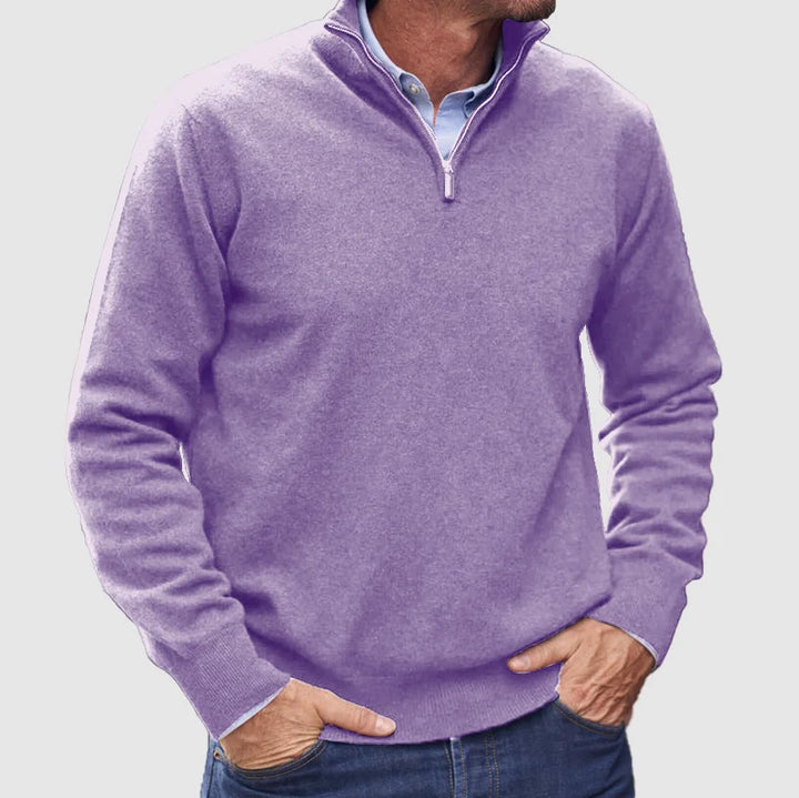 "Pull en cachemire italien avec zip, texture douce, moderne, polyvalent, élégant pour hommes, disponible en plusieurs couleur