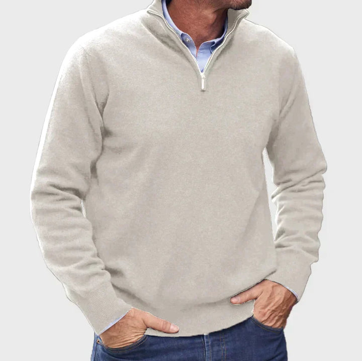 "Pull en cachemire italien avec zip, texture douce, moderne, polyvalent, élégant pour hommes, disponible en plusieurs couleur