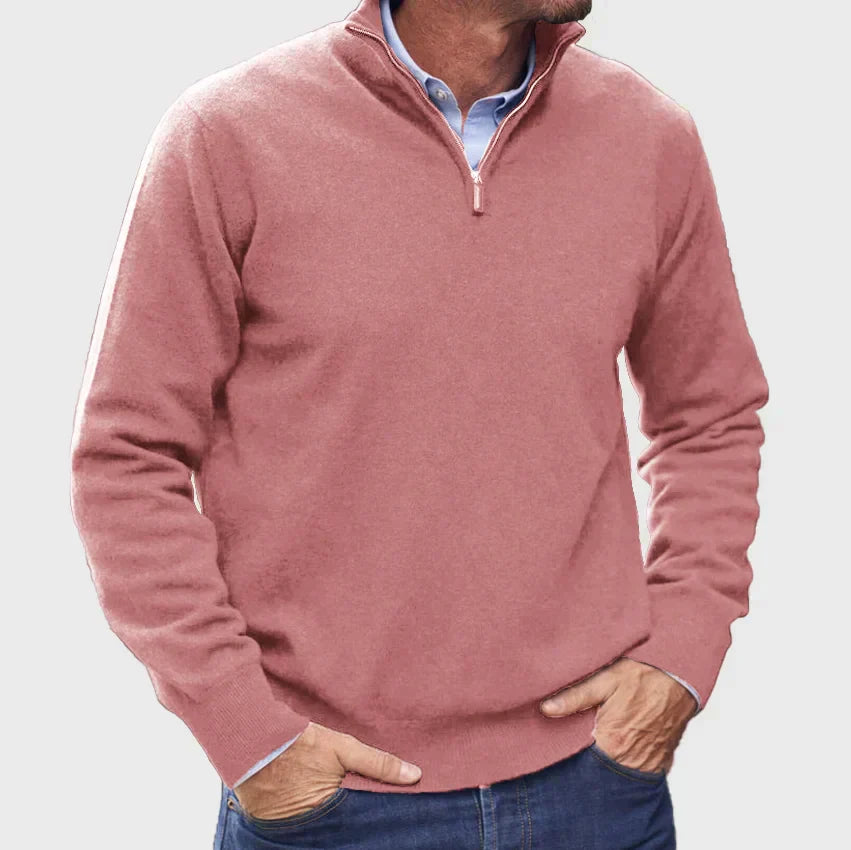 "Pull en cachemire italien avec zip, texture douce, moderne, polyvalent, élégant pour hommes, disponible en plusieurs couleur