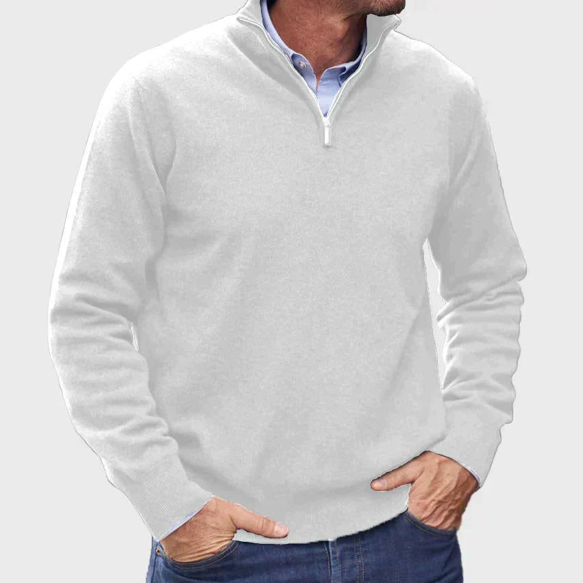 "Pull en cachemire italien avec zip, texture douce, moderne, polyvalent, élégant pour hommes, disponible en plusieurs couleur