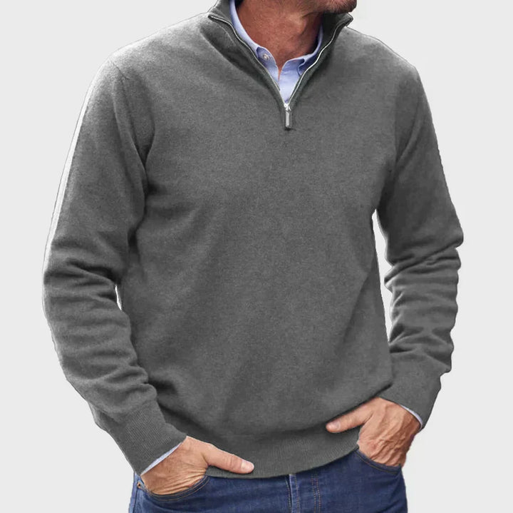 "Pull en cachemire italien avec zip, texture douce, moderne, polyvalent, élégant pour hommes, disponible en plusieurs couleur