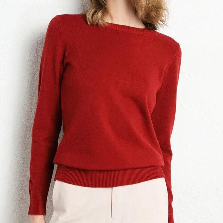 "Pull en cachemire pour femme noir, élégant, doux, col rond, manches longues, parfait pour l'automne et l'hiver."