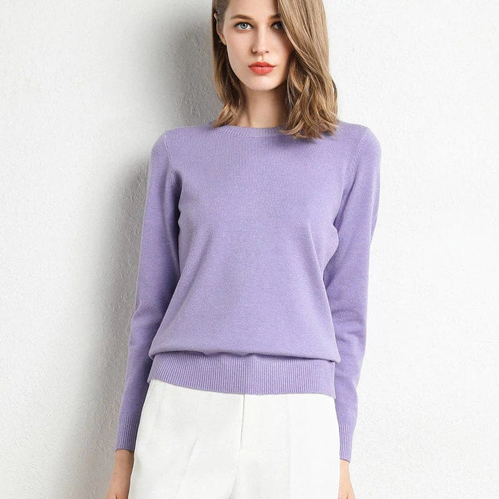 "Pull en cachemire pour femme noir, élégant, doux, col rond, manches longues, parfait pour l'automne et l'hiver."