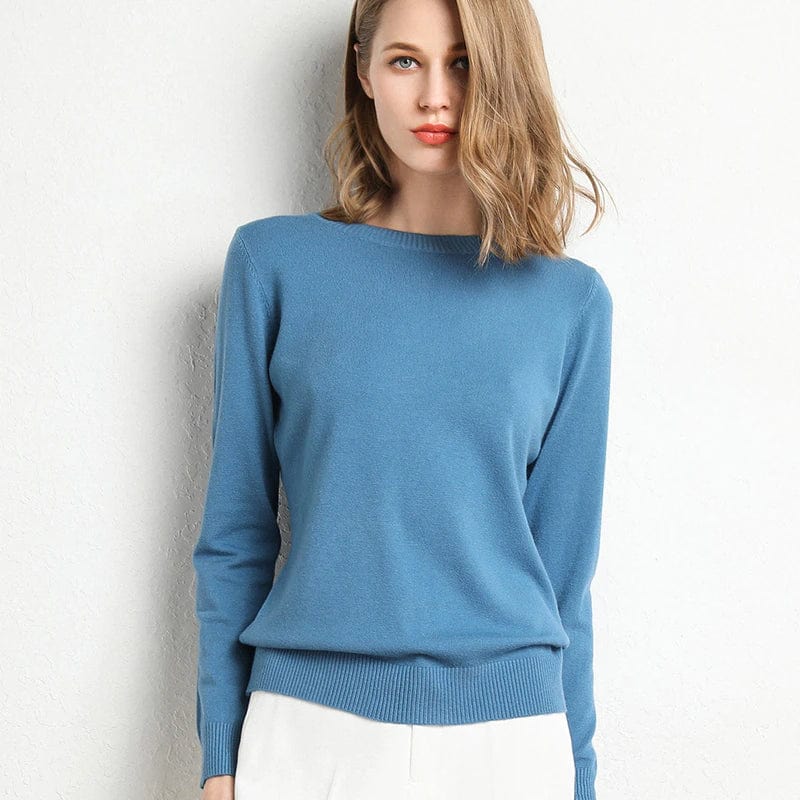 "Pull en cachemire pour femme noir, élégant, doux, col rond, manches longues, parfait pour l'automne et l'hiver."