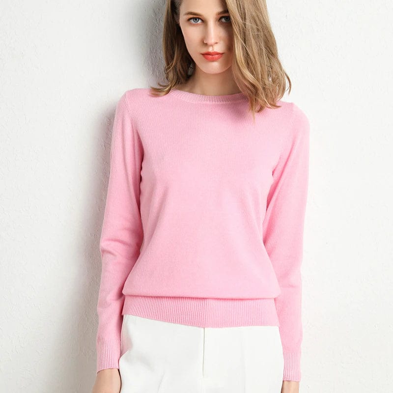 "Pull en cachemire pour femme noir, élégant, doux, col rond, manches longues, parfait pour l'automne et l'hiver."