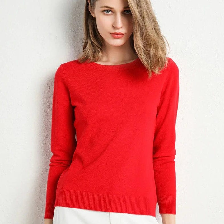 "Pull en cachemire pour femme noir, élégant, doux, col rond, manches longues, parfait pour l'automne et l'hiver."