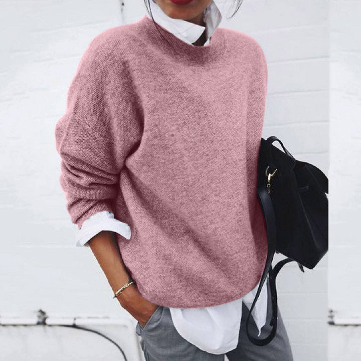 Pull en cachemire rose pour femme, col rond, luxe et confort, élégant pour l'hiver