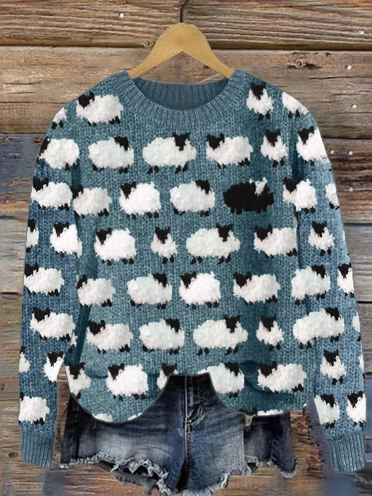 Pull femme doux et confortable, style vintage intemporel. Idéal pour un look chic casual en automne et hiver.
