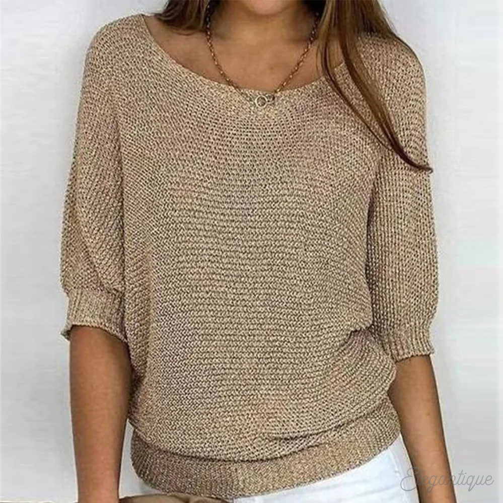 Pull femme élégant et confortable pour l'automne-hiver. Chandail décontracté à col rond, idéal mode.