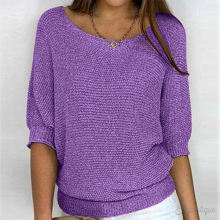 Pull femme polyvalent, élégant ou décontracté. Chandail confortable à col rond pour automne et hiver.
