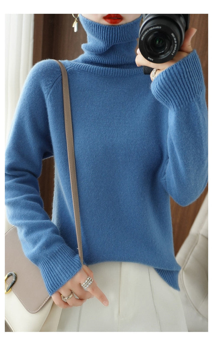 Photographie d'un pull femme douillet et élégant, parfait pour le confort et le style intemporel en hiver.