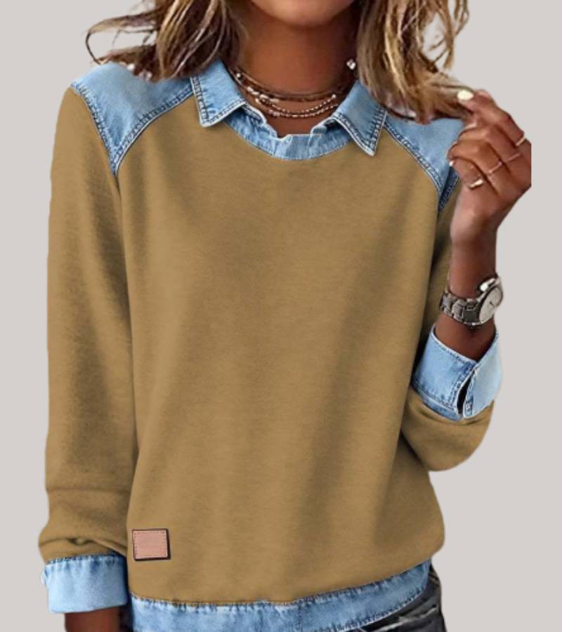 Haut femme à manches longues, pull moderne pour un style décontracté élégant.