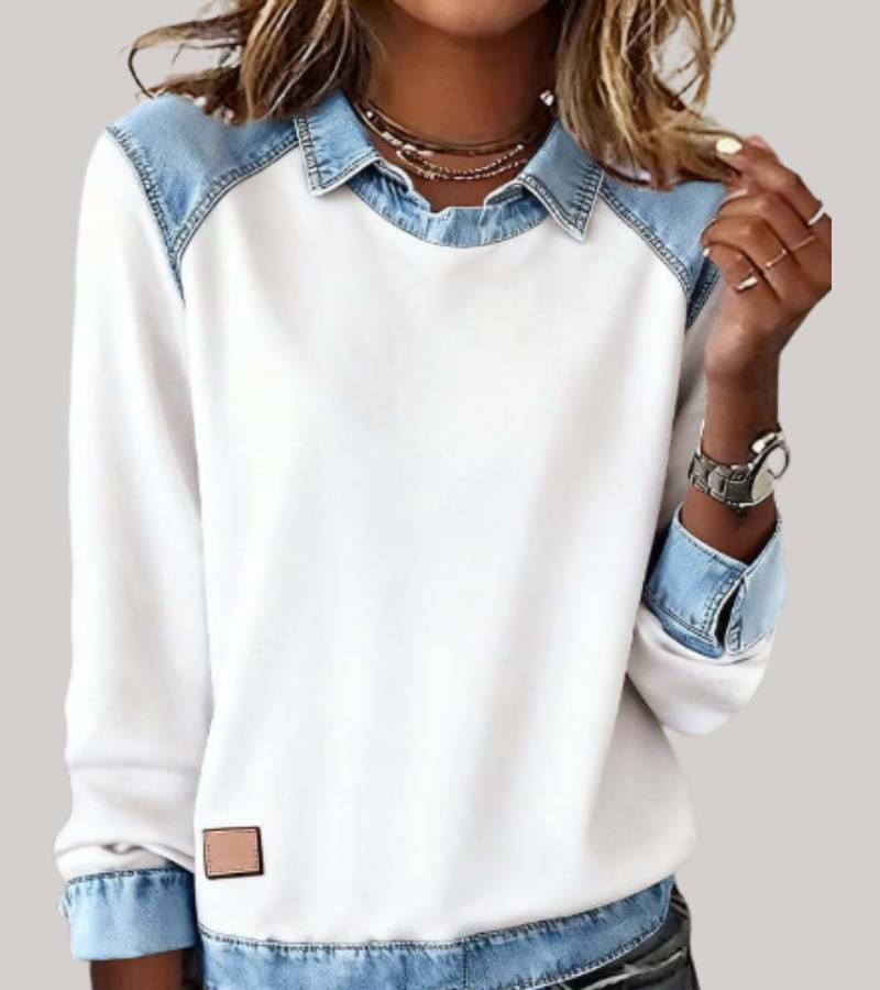 Pull femme polyvalent à manches longues, alliant mode et grand confort.