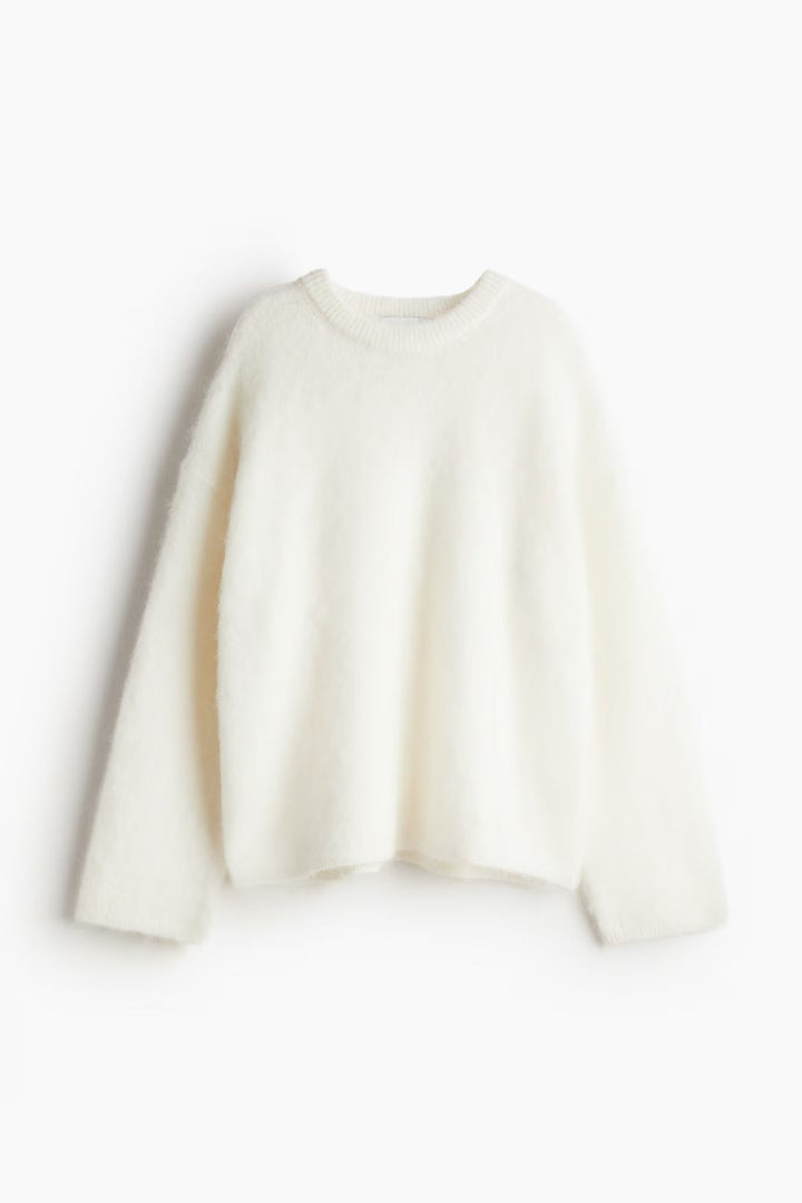 Pull ample femme élégant, col rond et coupe décontractée, chaud pour l'hiver.