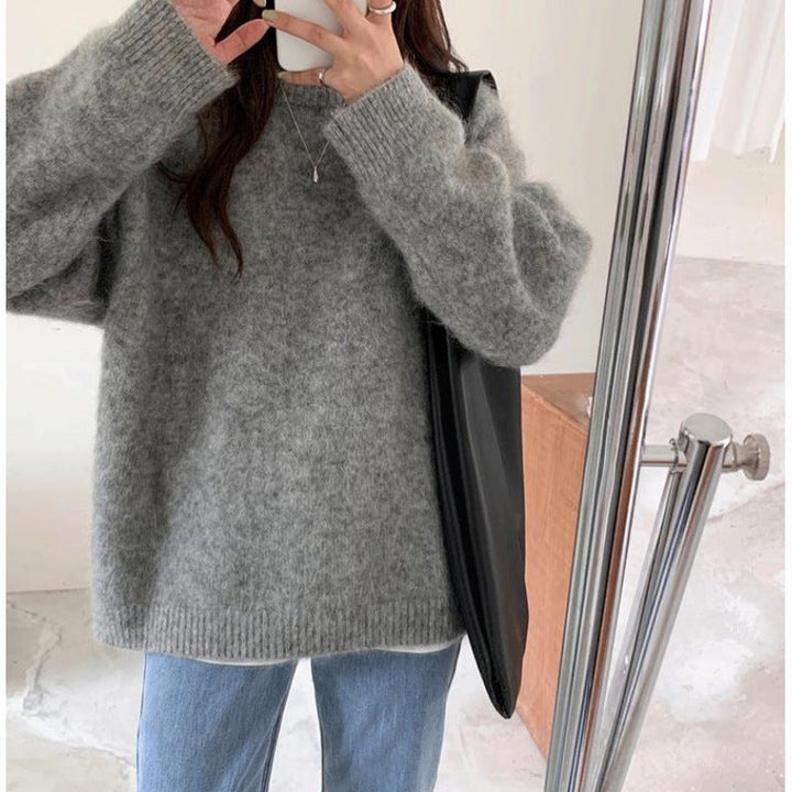 Vêtement femme oversize, pull confortable à manches longues, parfait pour l'automne-hiver.