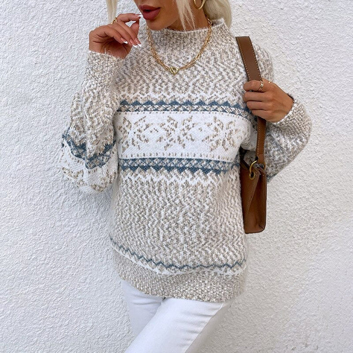 Pull hiver doux, motif nordique, maille confortable.  Chaleur et style pour l'hiver.