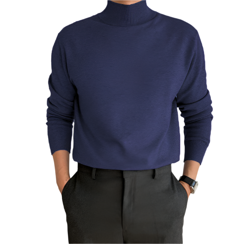 Pull homme col haut élégant, confortable et chaud. Style intemporel.