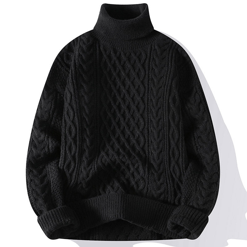 Élégant pull homme col roulé, style classique intemporel pour un look masculin raffiné.
