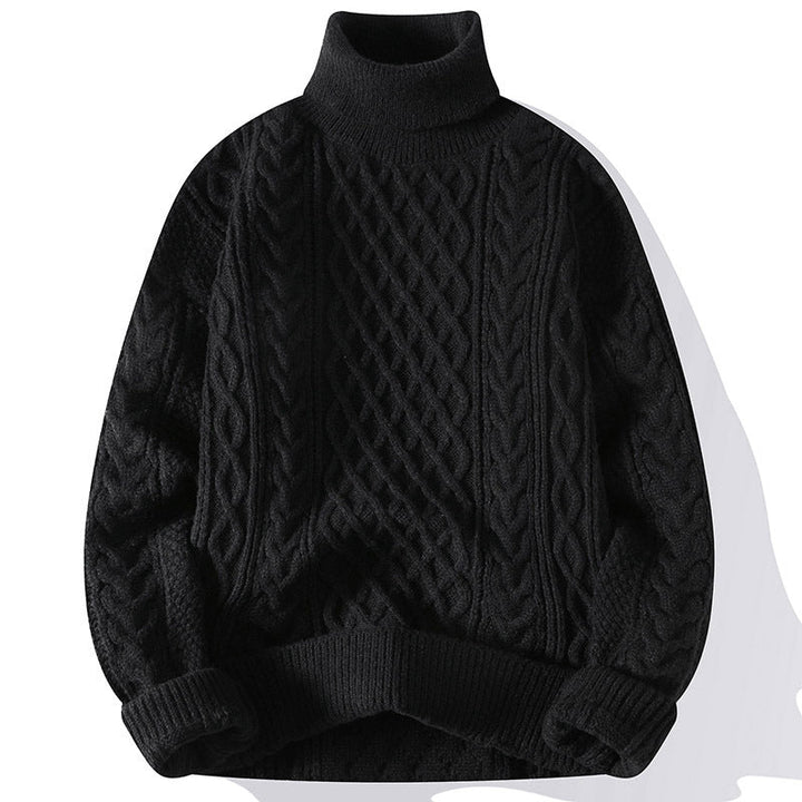 Élégant pull homme col roulé, style classique intemporel pour un look masculin raffiné.