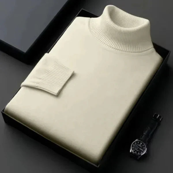 Pull homme col roulé style classique, pour un look chic et confortable cet hiver.