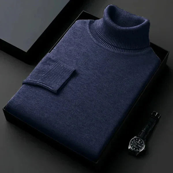 Pull homme col roulé uni, pièce maîtresse élégante pour la garde-robe d'hiver.
