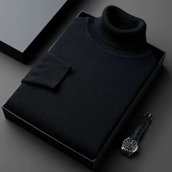 Pull homme col roulé sophistiqué, alliant chaleur et élégance pour l'hiver.