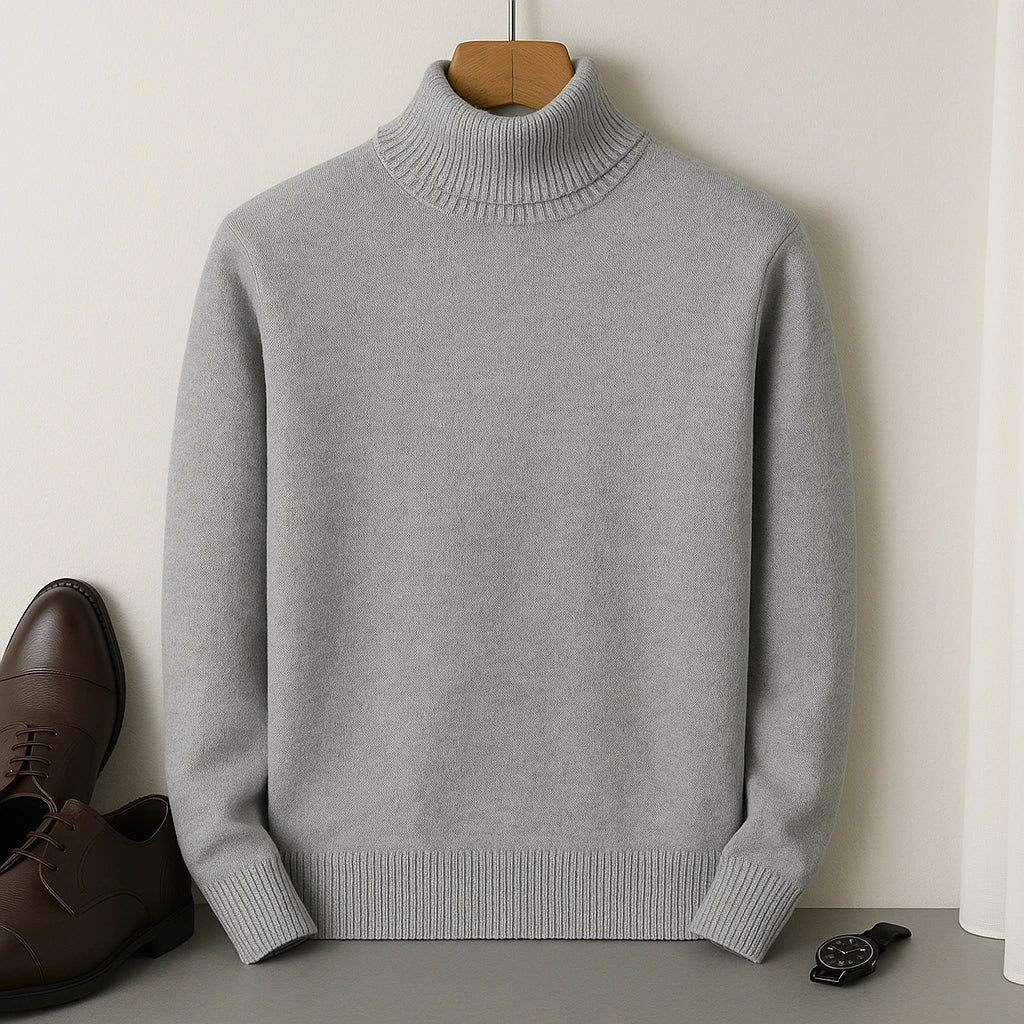 Chandail homme chaud à col roulé, maille douce pour l'hiver et l'automne.