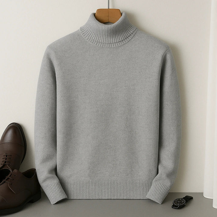 Chandail homme chaud à col roulé, maille douce pour l'hiver et l'automne.