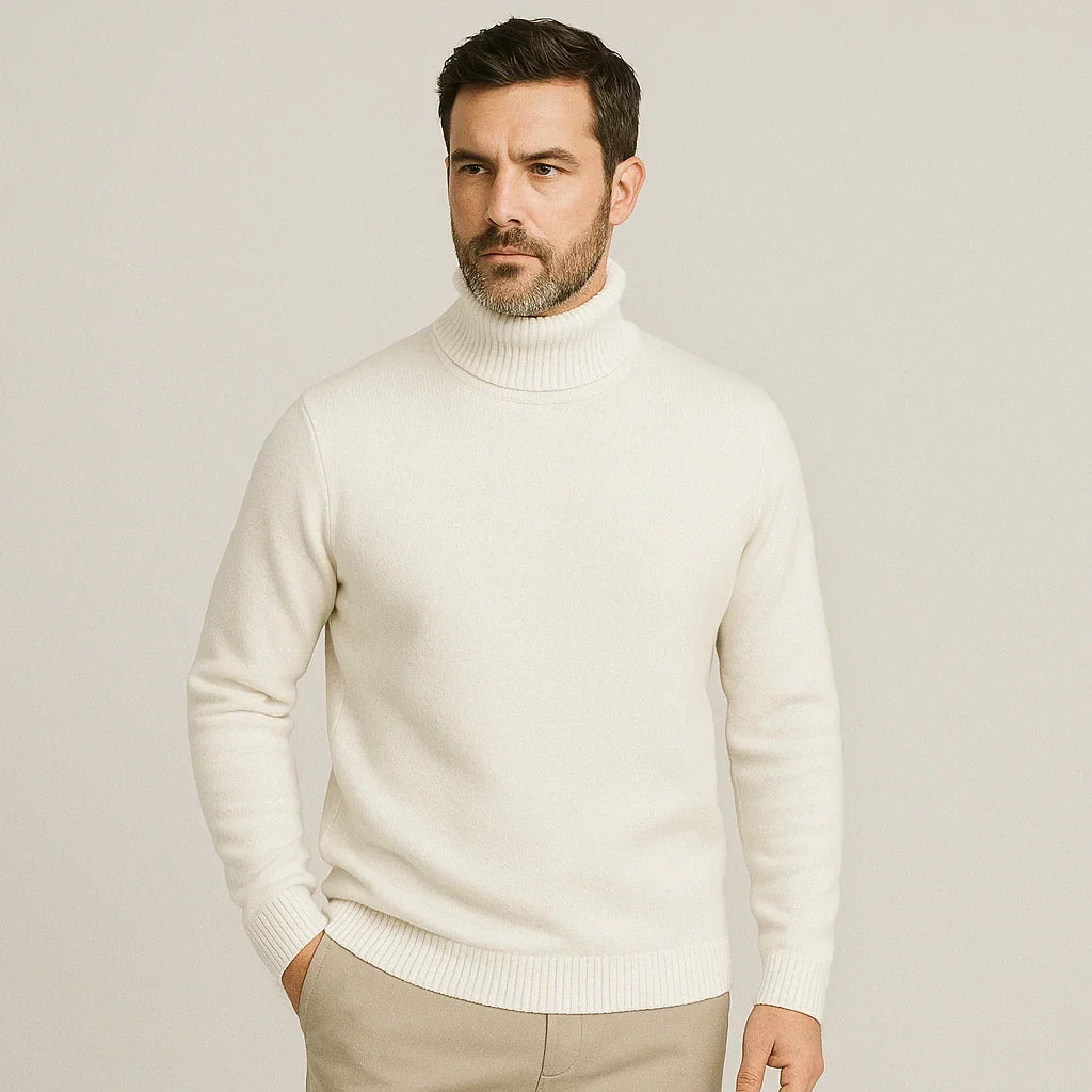 Pull homme col roulé décontracté, confort optimal pour le quotidien et les week-ends.