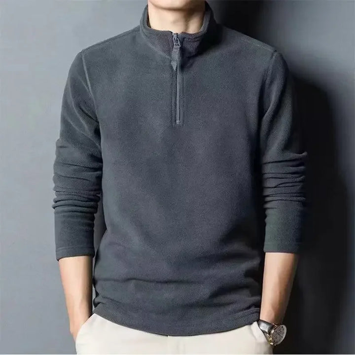 Pull homme demi-zip chaud, tricot confortable pour l'hiver, style décontracté mode masculine.
