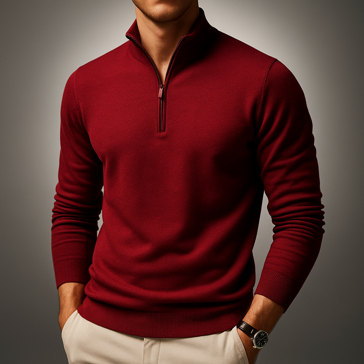 Chandail homme confortable, pull demi-zip doux, parfait pour un style décontracté et chaud en hiver.