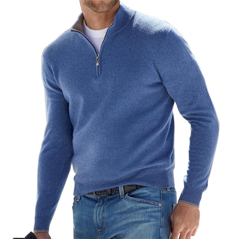 "Pull homme élégant en laine, texture douce, gris, coupe ajustée, manche longue, pour chaleur et confort."