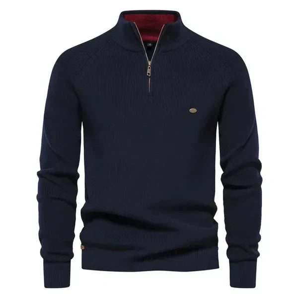Pull homme élégant, motif unique, coupe ajustée. Confort et style assurés.