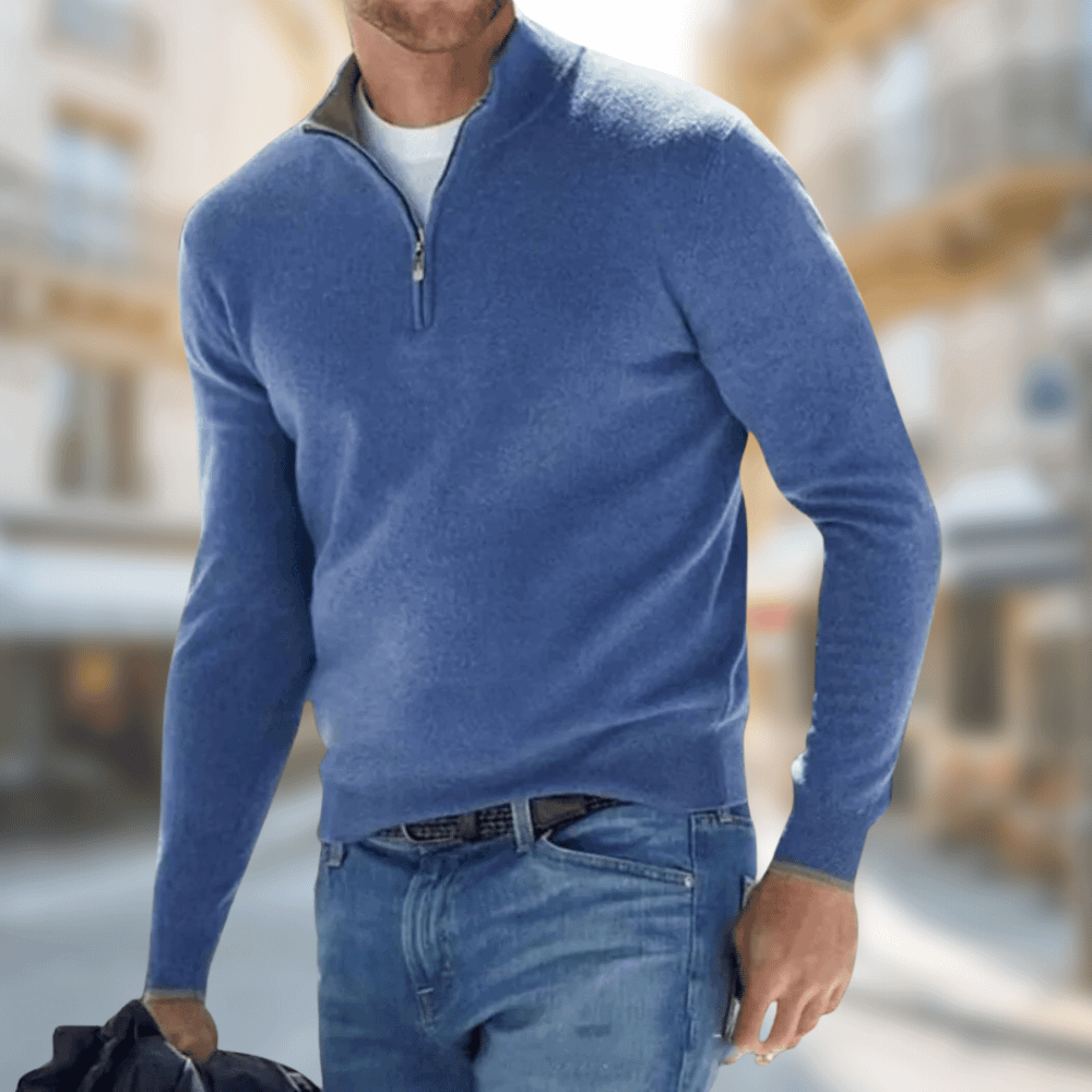 Pull homme gris élégant pour l'automne, idéal pour un style décontracté chic. Confortable et moderne.