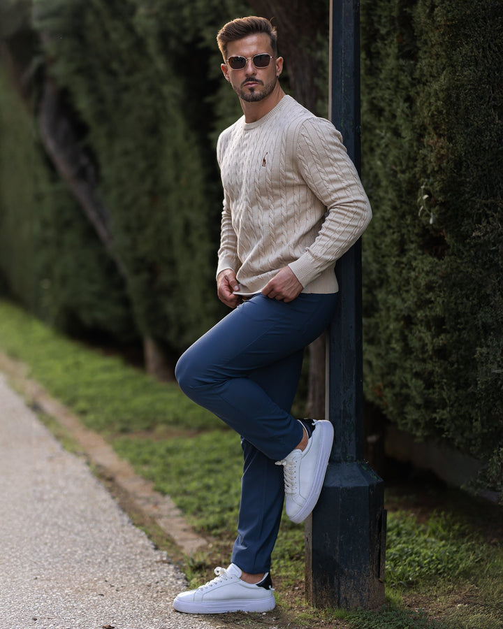 Pull homme automne-hiver, tricot torsadé gris de qualité supérieure.