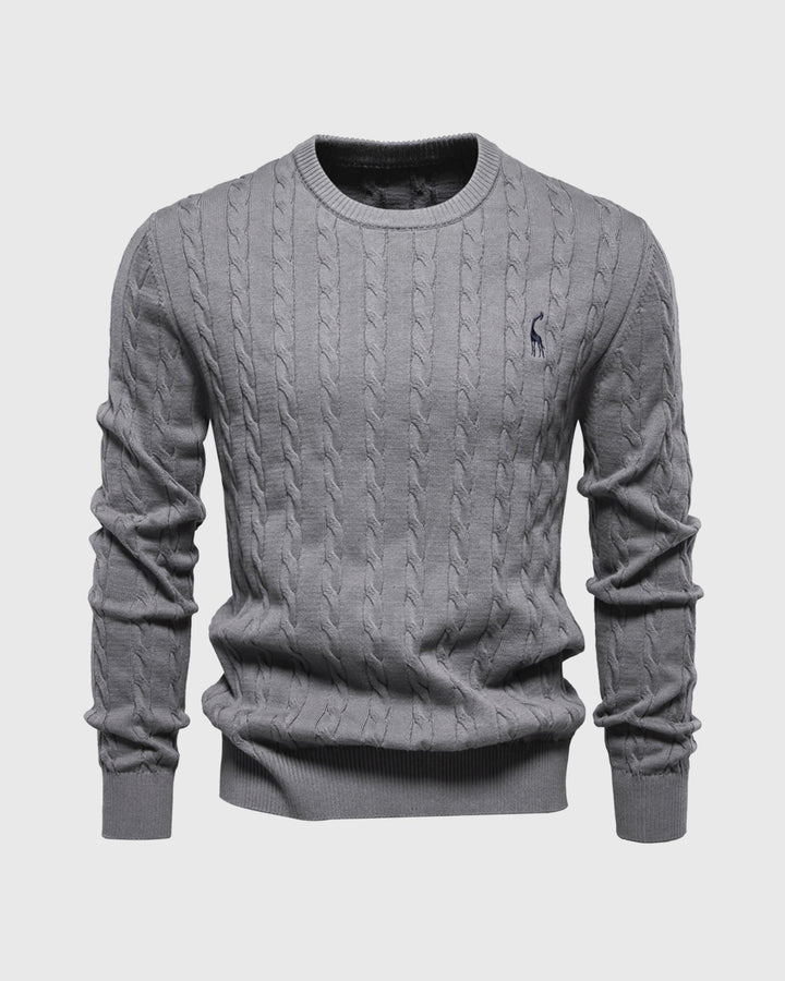 Pull homme à col montant, tricot torsadé vert pour une chaleur douillette.