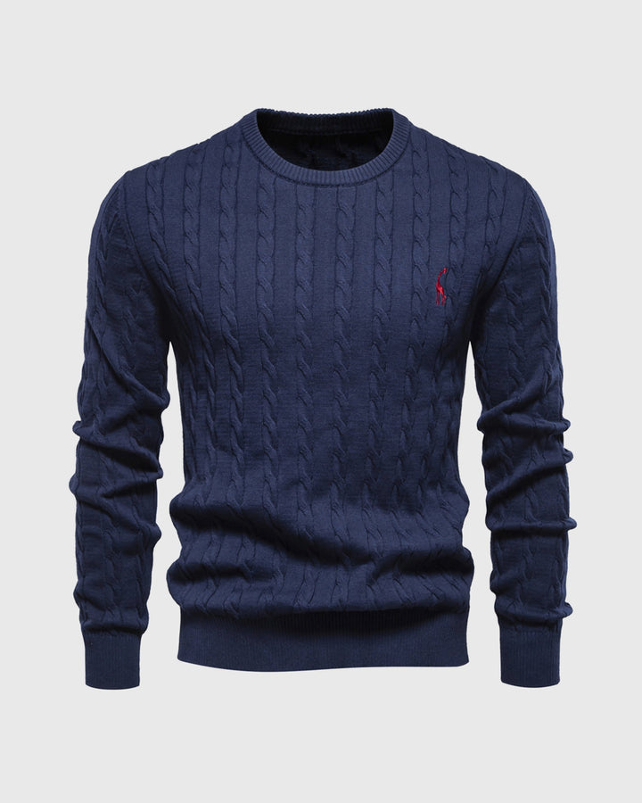 Pull homme beige, tricoté torsadé, s'accorde avec tous les styles automnaux.