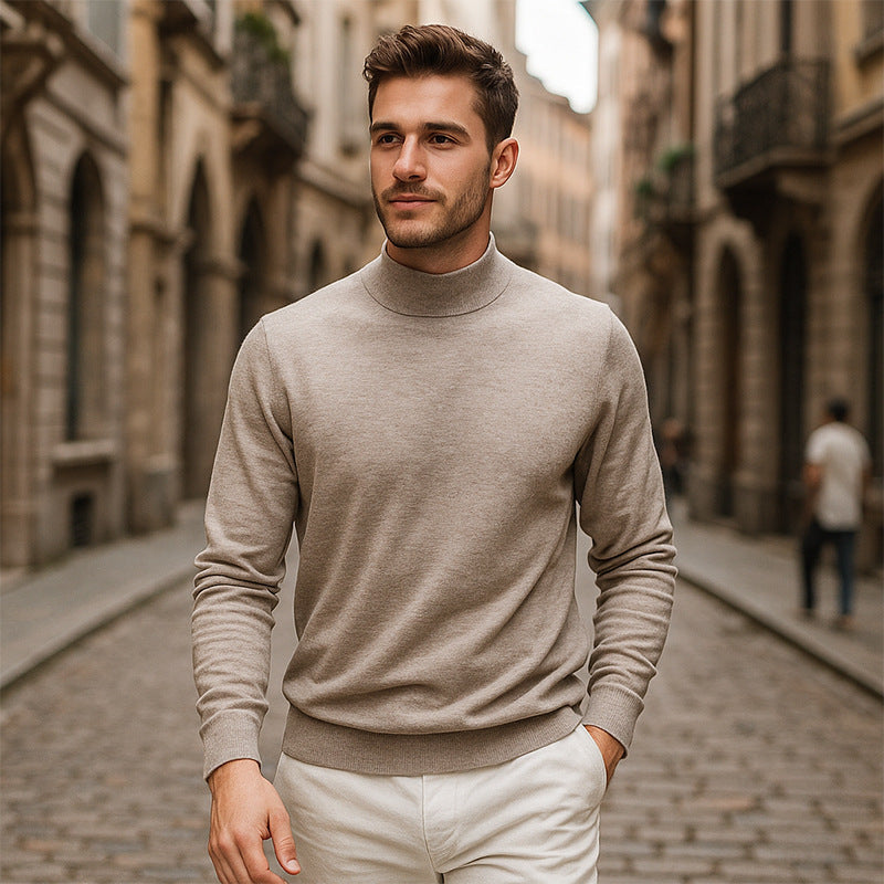 Pull homme élégant Lenox à col droit, idéal pour un style chic et moderne en hiver.