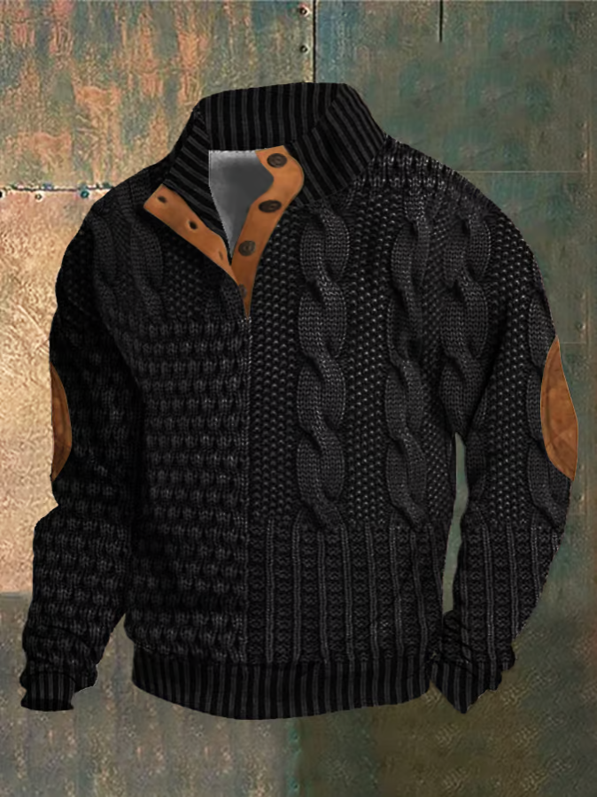 Pull homme tricoté à torsades, idéal mi-saison. Confortable et chaud, style décontracté pour l'automne.