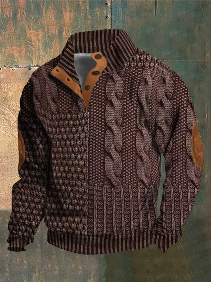 Pull homme à torsades décontracté, coupe confortable. Manches longues, parfait pour un style élégant en mi-saison.