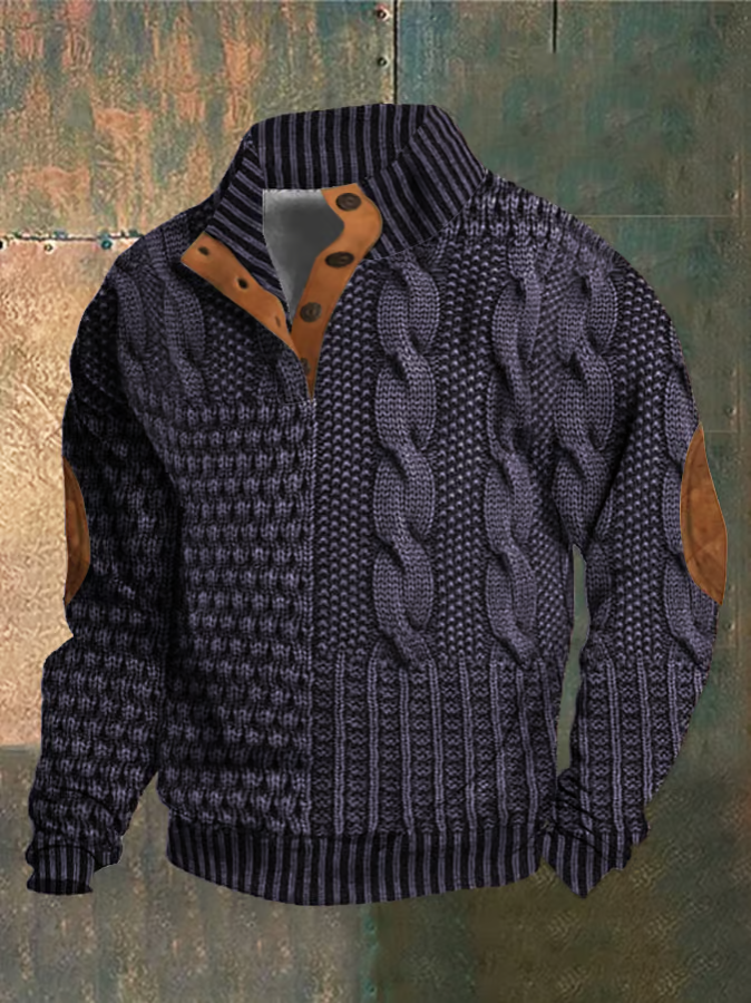 Pull homme mode masculine, tricot à torsades et col montant. Un essentiel élégant et confortable pour l'automne.