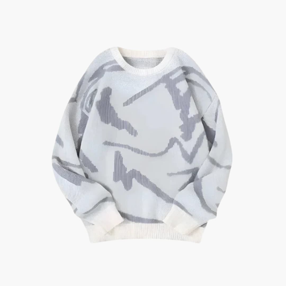 Pull homme élégant motif abstrait, style streetwear tendance. Vêtement décontracté unique pour homme.