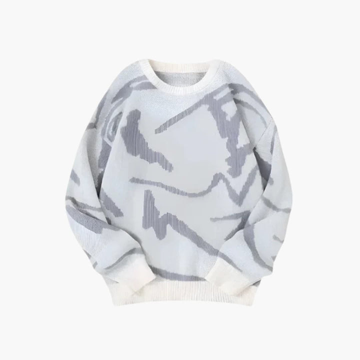 Pull homme élégant motif abstrait, style streetwear tendance. Vêtement décontracté unique pour homme.