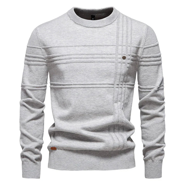 Pull homme tricoté, chaud et élégant.  Modèle beige.  Confort optimal.