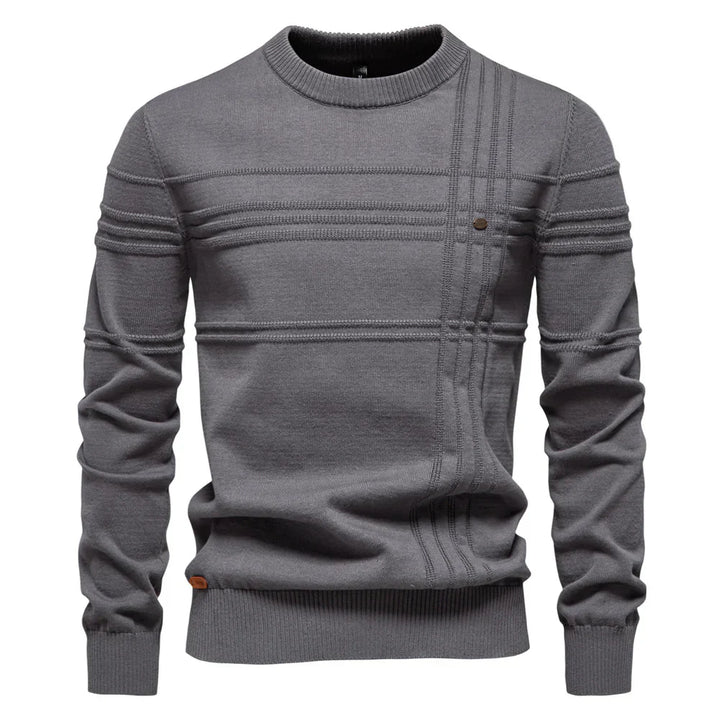 Pull homme tricoté, chaud et élégant.  Modèle beige.  Confort optimal.