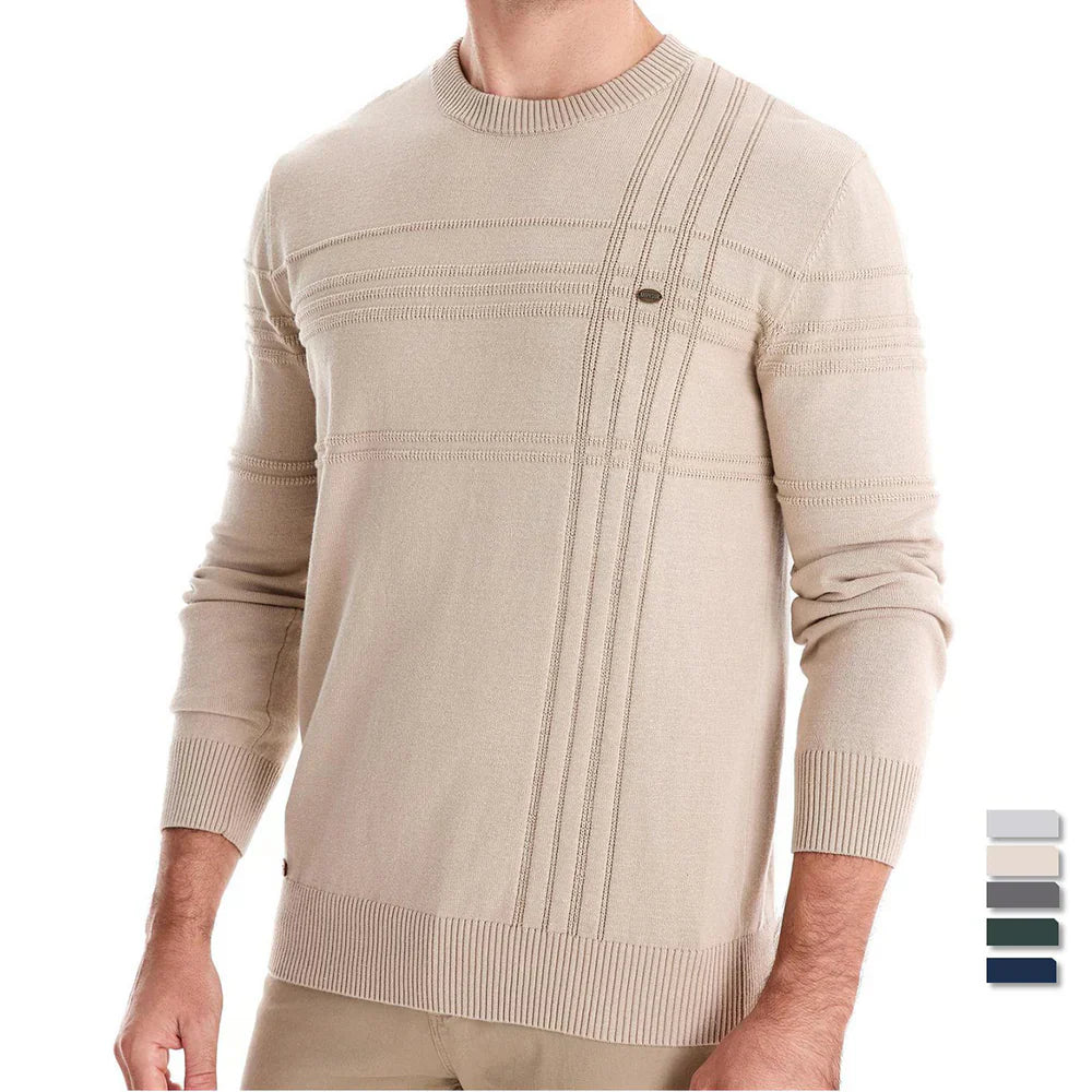 Pull homme tricoté, chaud et élégant.  Modèle beige.  Confort optimal.