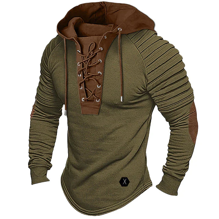 Pull homme vert chaud et confortable, style hivernal élégant, idéal pour la mode masculine décontractée.